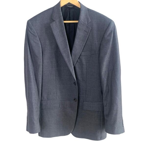 Jos. A. Bank Size 40L Men's Tailored Fit Sport Coat Blazer Jacket Gray Plaid